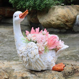 Garden Statues Outdoor Decor Balcony Figurine Outdoor Statues Outdoor Creative Duck Statue, Garden Lawn Floor Flower Stand Decoration, Garden Pond Animal Figurines, Unique Gift(37*28*41cm)