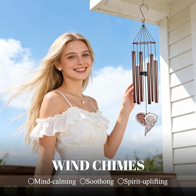 Indoor/Outdoor Memorial Wind Chime — A Heartfelt Gift for Retirement, Friendship, New Home, Thanks & Remembrance | Tunable Low-Pitch Tubes, 37.4 Inches | Ideal for Balcony, Garden, or Patio