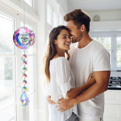 Sentimental Gifts, Gifts for Women Mom Wife Daughter Girlfriend Valentines Christmas Anniversary Birthday, I Love You to the Moon and Back -Sun catcher for Home Office Bedroom Living Room Garden Decor