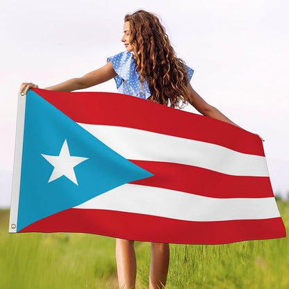 3x5 Feet Light Blue Puerto Rico Flag Tapestry Puerto Rican National Flags with 2 Brass Grommets for Indoor Outdoor Yard House Garden Decor Vivid Color Durable Polyester