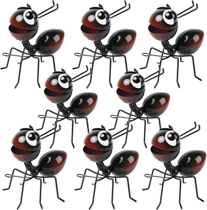 Cruis Cuka Metal Yard Art Garden Decor for Outside Cute Ants Yard Decorations Outdoor Lawn Ornaments Backyard Gifts for Mom - Set of 8（All Black）