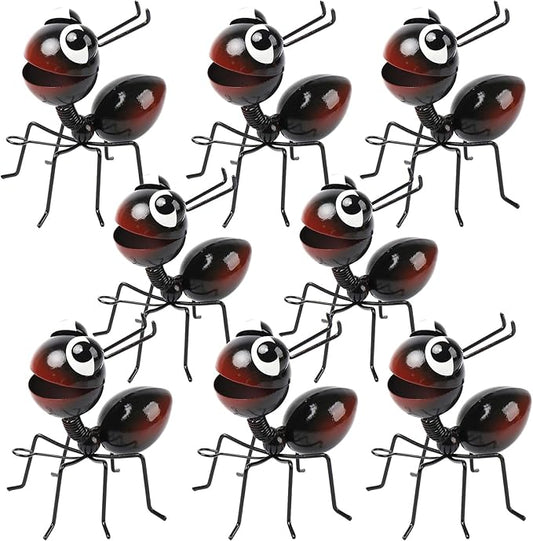 Cruis Cuka Metal Yard Art Garden Decor for Outside Cute Ants Yard Decorations Outdoor Lawn Ornaments Backyard Gifts for Mom - Set of 8（All Black）