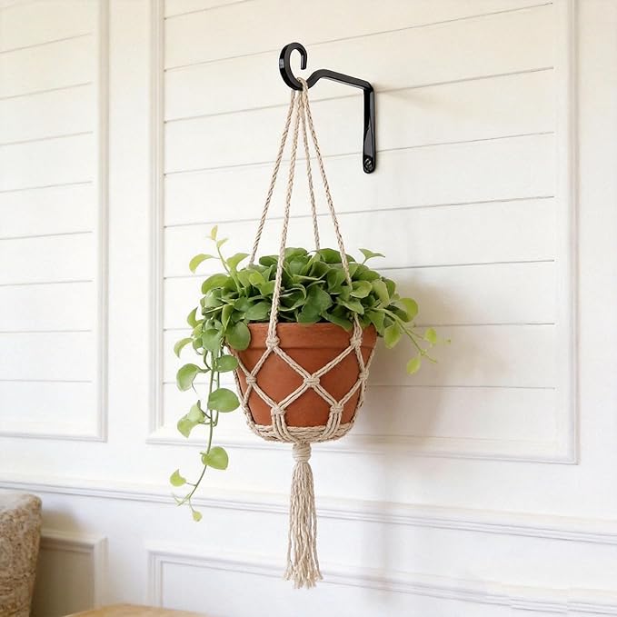 Metal Outdoor Hanging Brackets, 6 Pack 6 Inch-Ideal as Plant Hooks for Wall Use, Versatile for Hanging Bird Feeders, Lanterns, Wind Chimes. Includes Mounting Hardware, Durable Metal for Outdoor Decor.