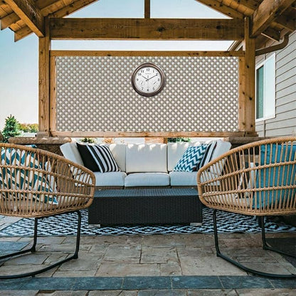 Outdoor Clocks Waterproof, 18 in Large Outdoor Clock for Patio w/Thermometer Hygrometer, Silent Battery Operated Decorative Vintage Outdise / Indoor Wall Clock for Living Room/Bathroom/Pool, Bronze