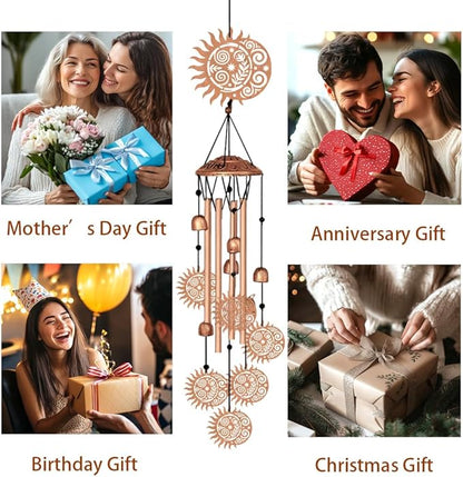 Wind Chimes for Outside, Sun Moon Aluminum Tube Windchime Melodious Melodic for Porch Patio Garden Decor, Unique Metal Memorial Wind Chimes Housewarming Gifts for Friends and Family