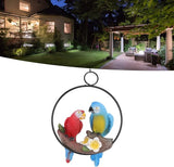 Handcrafted Hanging Parrot Sculpture - Durable Resin Swing Birds with Iron Ring for Garden & Home Décor, Weather-Resistant Red/Blue Parrot Statue for Tree, Patio, Balcony (Indoor/Outdoor Use)
