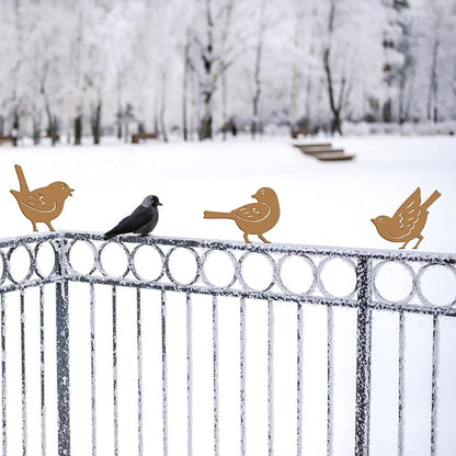 6PCS Rusty Metal Birds Decor, Outdoor Bird Wall Art Decor for Fence, Yard, and Patio, Metal Birds Craft Statue Ornaments, Bird Sculptures for Outdoor Garden Decoration Rustic Decoration