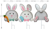Easter outdoor decorations,Bunny Yard Signs,3D Sculptures,Easter Yard Stakes,Set of 3,Durable Weather-Resistant Design, Rabbits Garden Stakes for Home Outside Lawn, Garden, Patio, Outdoor Decor