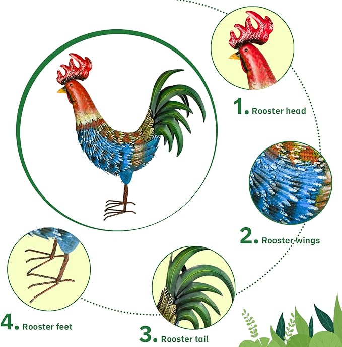 Chicken Decor Garden Sculptures & Statues Rooster Decor Extra Large Outdoor Sculptures Metal Yard Decor Ornaments Outdoor Sculpture