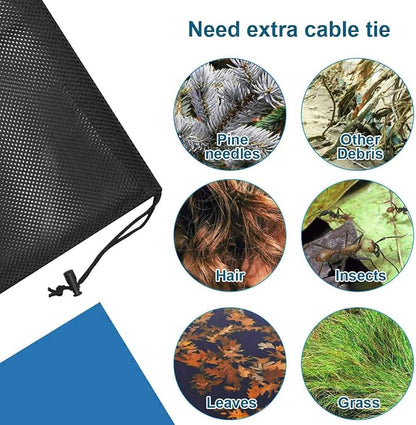 Pond Pump Filter Bag, 12.2"x 15.9" 2 Pack Drawstring Pond Mesh Pump Barrier Bags for Pool Biofilters Aquarium Filtration, Protection Cover from Needles Leaves Hair for Outdoor Fountain