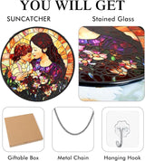 Mom Stained Glass Window Hanging Suncatcher 7.8 Inch Sun Catcher Colorful Glass Panel Gift for Mom Sun Catcher Wall Art Home Decoration for Birthday Garden Window Home