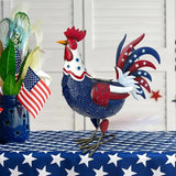 LIFFY Metal Rooster Yard Decor,18" Solar Chicken Outdoor Garden Statues with Patriotic Flag Design,Farm Animal Figurines Decorative Ornament Outside for Patio Backyard Lawn,Gifts for Chicken Lover
