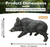 12.20" H x 21.26" L Large Wild Boar Statue for Garden, Outdoor Sculpture, Animal Decor for Yard Porch Entryway Patio Living Room, Resin (Large, Wild Boar)