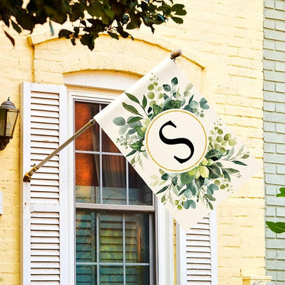 AVOIN colorlife Monogram Letter S Floral House Flag 28x40 Inch Double Sided Outside, Family Last Name Initial Yard Outdoor Decoration
