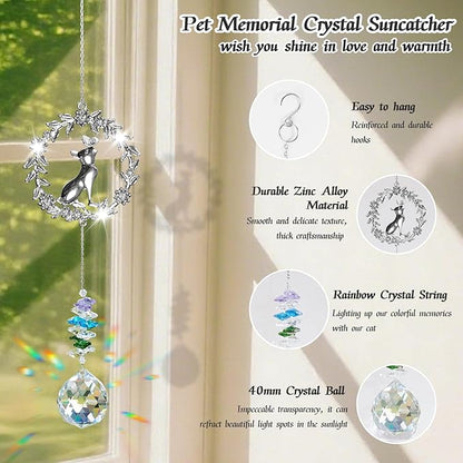 Dog Memorial Gifts for Loss of Dog, Pet Memorial Suncatcher, Pet Sympathy Gifts, Garland Suncatcher with Card & Gift Box, Remembrance Bereavement Gift for Loss of Dogs Cats