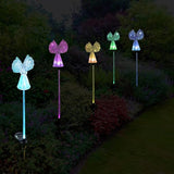 Outdoor Solar Garden Lights,2 Pack Solar Angel Decorative Lights, IP67 Waterproof Color Changing LED Solar Outdoor Lights,Solar Stake Lights for Cemetery Grave Garden Patio Yard Lawn Decoration