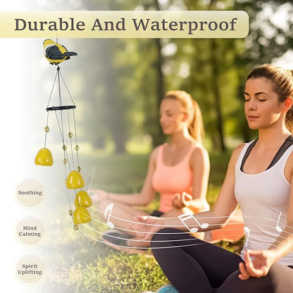 Bird Wind Chimes for Outside，Goldfinch Bird Gifts，Yellow Bird Wind Chimes Outdoor Decorations, Mother‘s Day Gifts for Mom/Grandma,Garden Patio Backyard Hanging Decor.