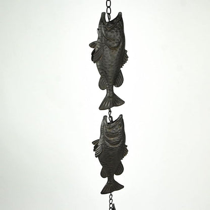 Things2Die4 Brown Metal Fish Rain Chain Decorative Gutter Downspout Home Decor Art 71 Inches Long