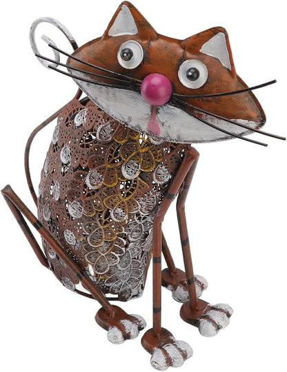 FLEXMAN Solar Lamp, Cat Figurine Patio Ornament Light Solar Lanterns Iron Outdoor cat Statues Garden Decor for Lawn, Patio, Backyard, Road Front Porch