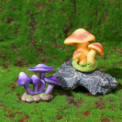 DIYOMR 2.0" Resin Mushroom Series, 4PCS Mushrooms Figurines Craft Indoor Outdoor Decor for Home DIY/Windowsill/Tabletop/Garden/Micro Landscape Decor/Bonsai Ornaments (4 Pcs - B)