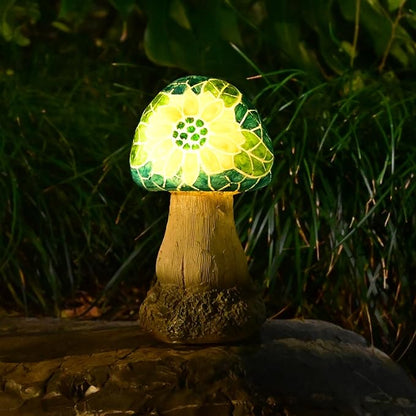 Mushroom Solar Lights Outdoor: Fairy Garden Decor Statue Mosaic Art Yard Figurines Led Lawn Ornaments Outside Decorations Birthday Gifts for Mother Mom Grandma Women