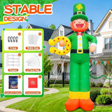 12Ft Giant St Patricks Day Inflatable Leprechaun with Horseshoes St Patricks Blow Up Inflatable Yard Decorations St Patricks Day Blow Up for Outdoor Garden Lawn Party(with Drawstring Bag)