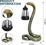 Solar Lantern Outdoor Snake Statues Garden Decoration, Yard Art Lawn Decor for Porch, Patio, Balcony, Housewarming Gifts for Birthday, Father's Day, Halloween(Bronze-Colored)