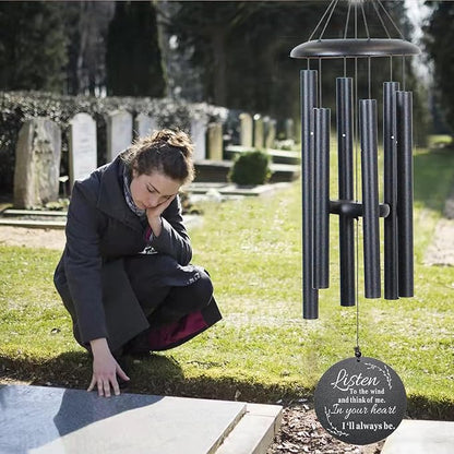 Sympathy Wind Chimes for Loss of Loved One, 40 Inch Memorial Wind Chimes for Loss of Loved Father/Mother/Lover, Commemorative Sympathy Bereavement Gifts for Condolences/Funeral (Black)