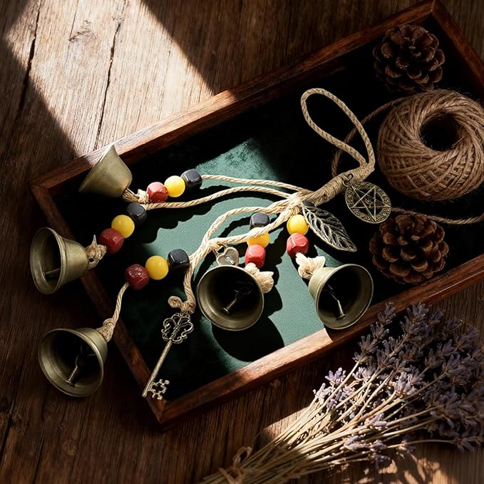 Witch Bells Protection for Door Knob, 13" Hanger Wind Chimes, Christmas Bells for Witchy Home Decor, Witchy Things Clear Negative Energy Witchcraft Supplies (Love, Hope, Strength)