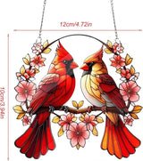 Acrylic Window Hanging Cardinal Suncatcher Decor,Red Bird Suncatcher Panel Outdoor Wall Art Stained Panel Hangings Gift for Home Garden Ornament for Birds Lover
