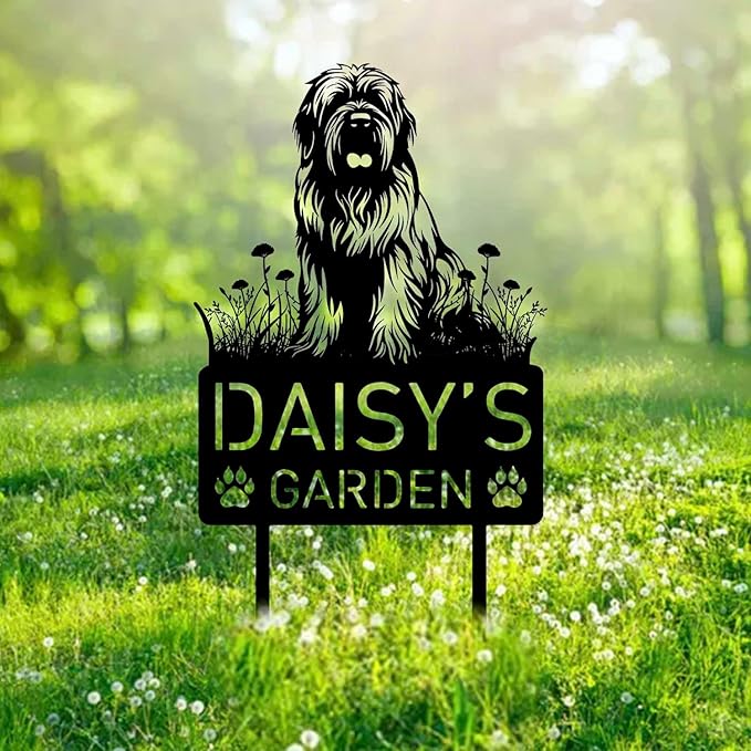 Custom Briard Dog Metal Memorial Garden Stake Personalized Pet Grave Marker Name Sign Remembrance Stake Decor Sympathy Dog Loss,Outdoor Statues for Yard Garden Lawn Patio Pathway Grave.