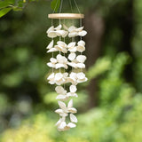 White Sea Shell Wind Chimes for Outside, Handmade Beach Style Windchime for Patio and Garden Decor, Beach & Coastal Decor, Sunroom Decoration, Ocean Themed Party