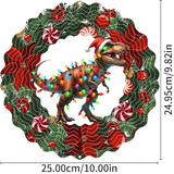 Dinosaur Metal Wind Spinner 3D Hanging Christmas Hat Wind Spinners Decor Christmas Dinosaur Metal Wind Sculptures for New Year Gift Party Yard Garden Outdoor Indoor Decor