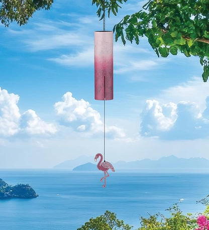 Regal Art & Gift Shoreline Wind Bell Chimes - Outdoor Decorative Metal Hanging Chime - Relaxing Sound for Yard, Patio, Porch or Garden - Flamingo