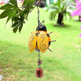 VIKKSAER 2pcs Metal Ladybug Wind Chime and Bees Wind Bell, Small Hanging Rustic Home Ornament for Indoor Outdoor Garden Yard Patio Hanging Decor