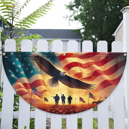 FLAGWIX American Eagle Veteran Flag - Non-Pleated American Army Fan Flag Bunting 1x3 ft - Veteran Gifts for Men Women, Patriotic Veteran Memorial Day Decorations Indoor Outdoor for Home Garden Decor