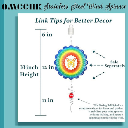 Wind Spinners Outdoor, 12In Stainless Steel Spinfinity Wind Spinner, Wind Chimes for Outside, 3D Kinetic Hanging Sculpture, Metal Yard Spinners, Butterfly Decorations, Garden Gifts Women