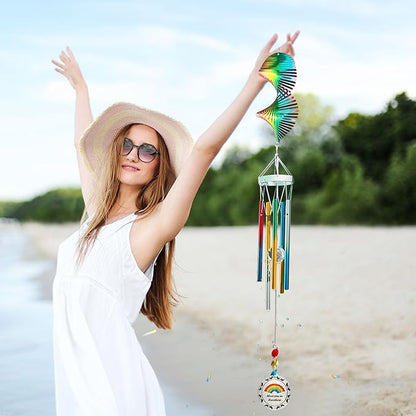 Aoedelyart Wind Chimes for Outside,30in Wind Chimes Spinner with Crystal Create a Rainbow Effect,Windchimes Outdoors Garden Decor,Colorful Patio Backyard Porch Ornaments,Crystal Gift for Women Mom Men