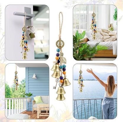 Witch Bells Protection for Door Knob, 13" Hanger Wind Chimes, Christmas Bells for Witchy Home Decor, Witchy Things Clear Negative Energy Witchcraft Supplies (Heath, Soul, Vitality)