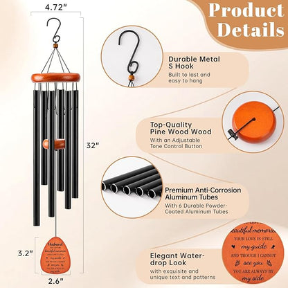 Memorial Gifts for Loss of Husband, 32" Memorial Sympathy Wind Chimes for Loss of Husband, Sympathy/Bereavement/Remembrance Gifts for Loss of Husband