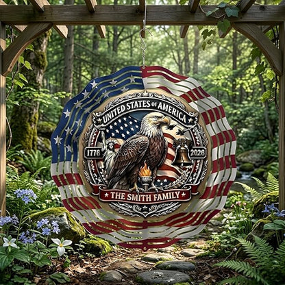 Patriotic Eagle USA 250th Anniversary Wind Spinner, 1776-2026 Metal Outdoor Decor, Liberty Bell & Betsy Ross Design, Independence Day Gift, 8-inch Spinner 2