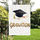 Gkyygk Graduation Welcome Garden Flag 12x18 Inch Double Sided Seasonal Yard Burlap Banners Outdoor Flag for Men Women