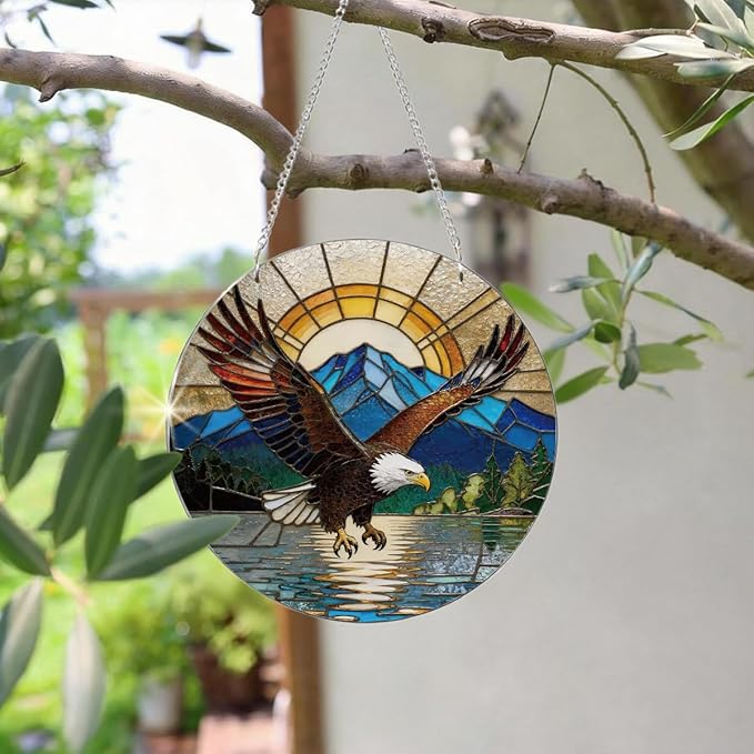 Bald Eagle Acrylic Suncatcher, Animal Hanging Suncatcher, Indoor Window Wall Art, Nature Acrylic Window Hanging, Christmas Decor, Housewarming Gift, Eagle Lover Gift for Women Men