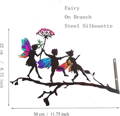 Fairy Metal Garden Tree Stake, Artistic Crafts for Home Garden, Silhouette Plaque Sculpture, Metal Yard Art, Gift Patio Decor, Outdoor Art Decoration