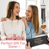 Sister Gifts Wind Chimes for Outside - Metal Windchime with Wooden Heart Pendant, Greeting Card & Black Gift Box - Birthday for Sister from Sister, Garden Patio Hanging Decor