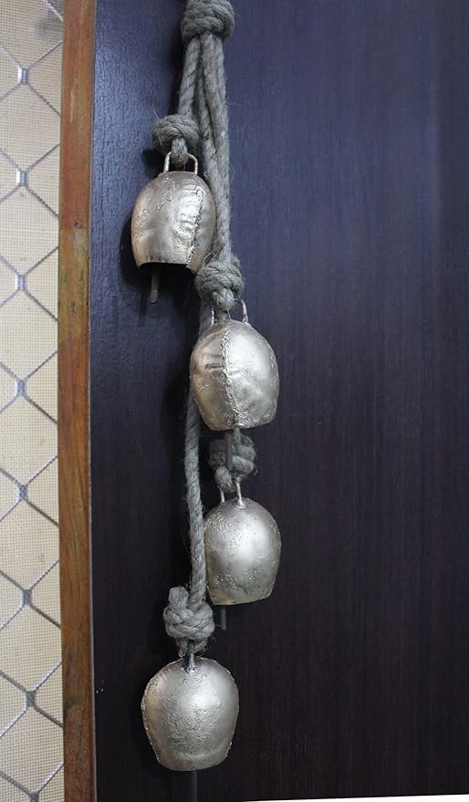Mango Gifts Shabby Chic Rustic Vintage Cow Bells Hanging Chimes with Rope Tranquil, Bohemian Style Wind Chimes for Garden Outdoor and Patio (MGT24)