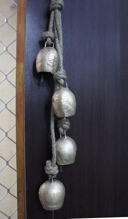 Mango Gifts Shabby Chic Rustic Vintage Cow Bells Hanging Chimes with Rope Tranquil, Bohemian Style Wind Chimes for Garden Outdoor and Patio (MGT24)
