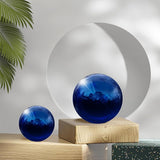 uxcell 2 Pcs Gazing Globe Decor Ball 3.5 Inch 90mm Reflective Garden Sphere Hollow Ball, Seamless Stainless Steel Gazing Ball, Smooth Mirror Globe for Garden Home Decor, Sapphire Blue