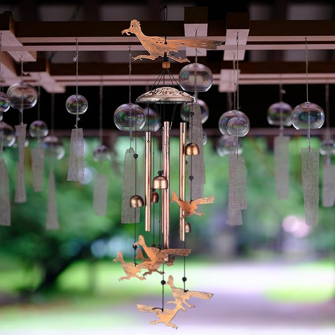 VioraWhite Roadrunner Wind Chimes Outdoor Decorations for Women Men Mom Wife Grandma Birthday Gifts Memorial Metal Wind Chimes for Outside Indoors, Lawn, Patio, Home, Porch, Yard, Garden Decor