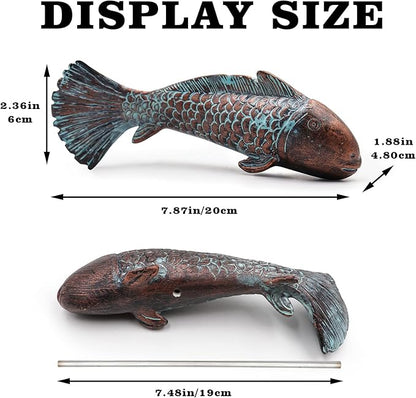 Antique Luminous Outdoor Koi Fish Statues - Resin Koi Fish Yard Art Decor for Garden, Patio, Lawn, Pond